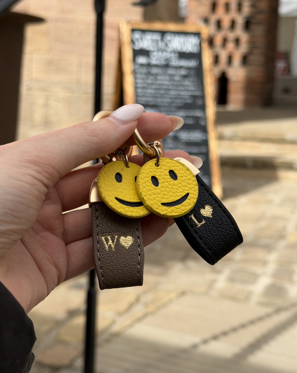 Personalised Black Smiley Keyring